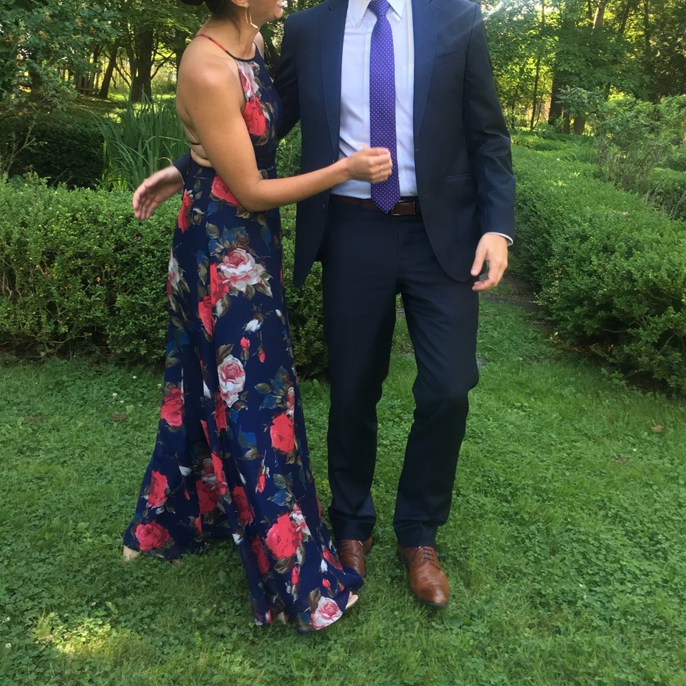Lulus Floral Navy Maxi Dress